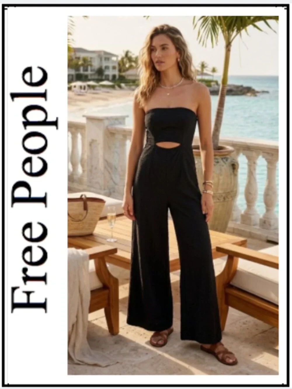 free people strapless , wide-leg romper